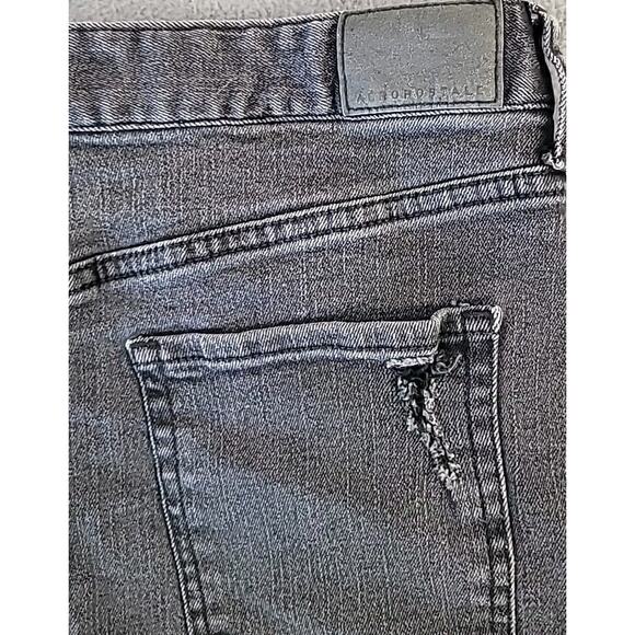 Aeropostale Black Denim Mini Skirt Size 6 Distressed Y2K Goth Skater Grunge - Picture 3 of 9